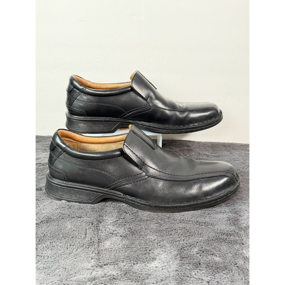Clarks Collection Men’s 13 M Black Leather Slip-On Loafers Comfort Dress Shoes